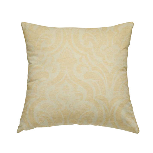 Olympos Mono Tone Faded Damask Pattern Beige Colour Chenille Upholstery Fabric CTR-875 - Handmade Cushions