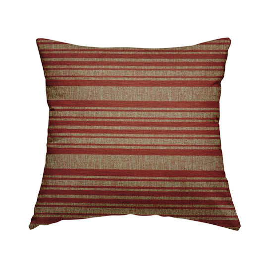 Olympos Mono Tone Faded Stripe Pattern Red Colour Chenille Upholstery Fabric CTR-878 - Handmade Cushions