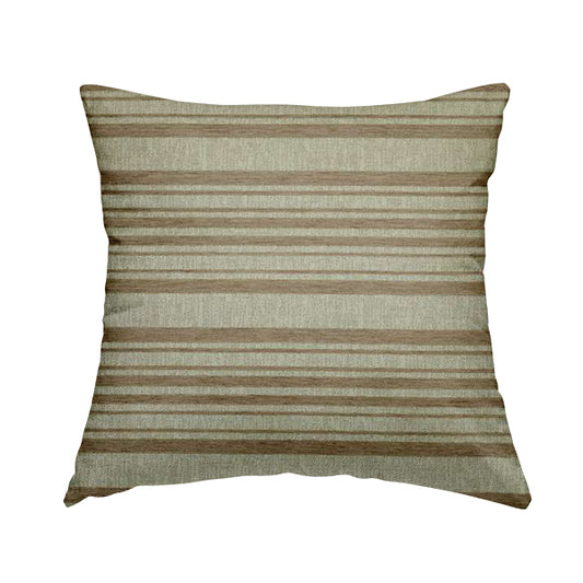 Olympos Mono Tone Faded Stripe Pattern Brown Colour Chenille Upholstery Fabric CTR-882 - Handmade Cushions