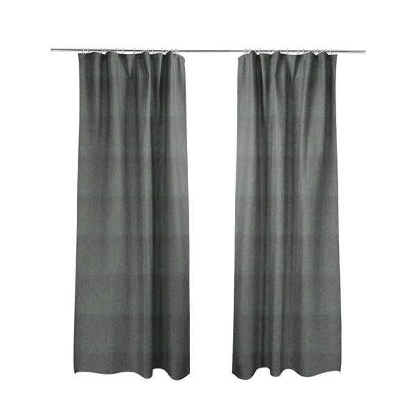 Prague Flat Weave Plain Dual Purpose Upholstery Curtain Black Grey Fabric - Made To Measure Curtains