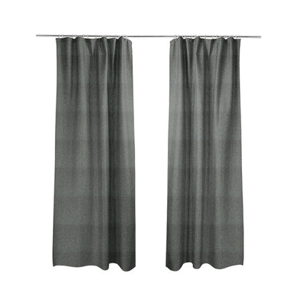 Prague Flat Weave Plain Dual Purpose Upholstery Curtain Black Grey Fabric - Made To Measure Curtains