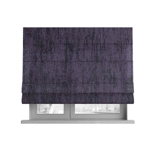 Fabriano Abstract Semi Plain Chenille Type Purple Black Upholstery Fabric CTR-912 - Roman Blinds