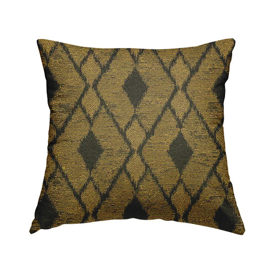 Fabriano Diamond Pattern Chenille Type Yellow Black Upholstery Fabric CTR-918 - Handmade Cushions