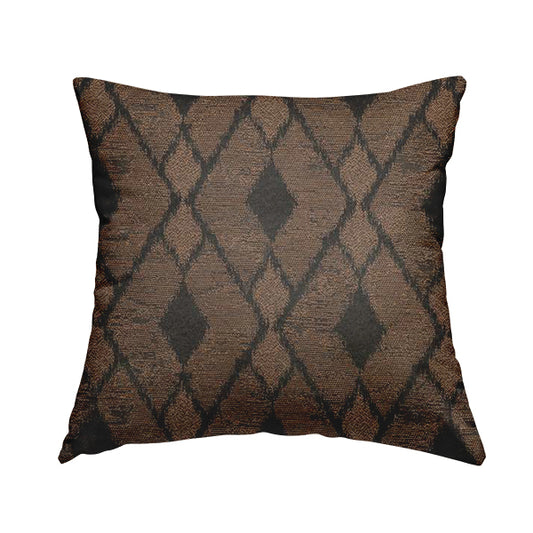 Fabriano Diamond Pattern Chenille Type Brown Upholstery Fabric CTR-921 - Handmade Cushions