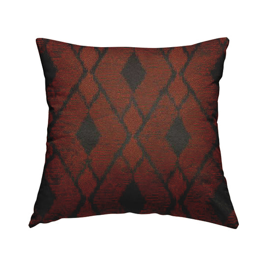 Fabriano Diamond Pattern Chenille Type Red Upholstery Fabric CTR-922 - Handmade Cushions