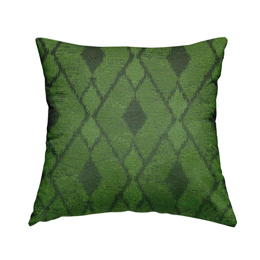 Fabriano Diamond Pattern Chenille Type Green Upholstery Fabric CTR-923 - Handmade Cushions