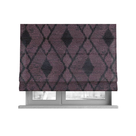 Fabriano Diamond Pattern Chenille Type Purple Upholstery Fabric CTR-924 - Roman Blinds