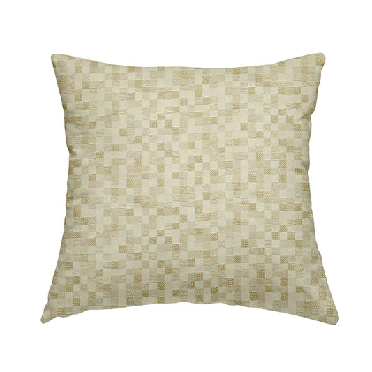 Fabriano Squared Pattern Chenille Type Cream Beige Upholstery Fabric CTR-928 - Handmade Cushions