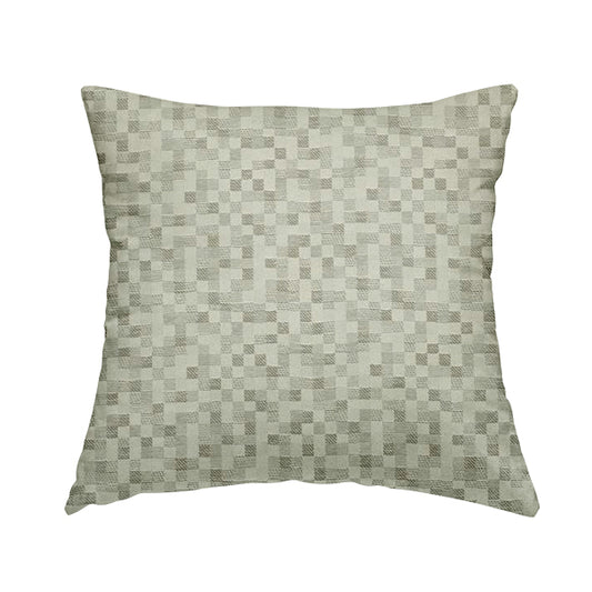 Fabriano Squared Pattern Chenille Type Silver Upholstery Fabric CTR-929 - Handmade Cushions