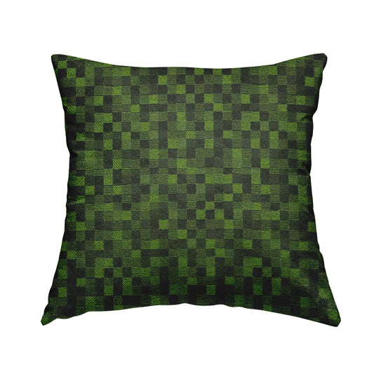 Fabriano Squared Pattern Chenille Type Green Upholstery Fabric CTR-932 - Handmade Cushions