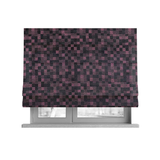 Fabriano Squared Pattern Chenille Type Purple Upholstery Fabric CTR-933 - Roman Blinds