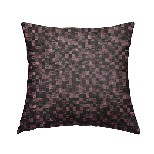 Fabriano Squared Pattern Chenille Type Purple Upholstery Fabric CTR-933 - Handmade Cushions