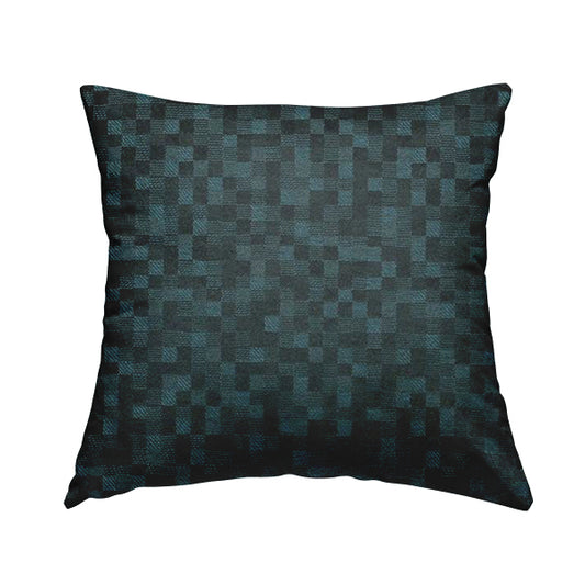 Fabriano Squared Pattern Chenille Type Navy Blue Upholstery Fabric CTR-934 - Handmade Cushions