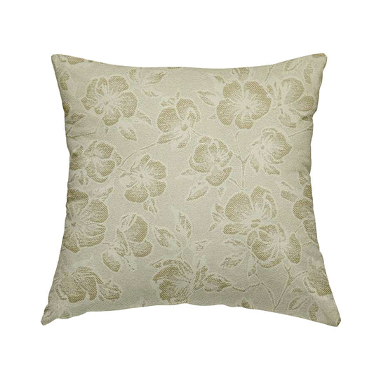 Fabriano Floral Pattern Chenille Type Cream Beige Upholstery Fabric CTR-937 - Handmade Cushions