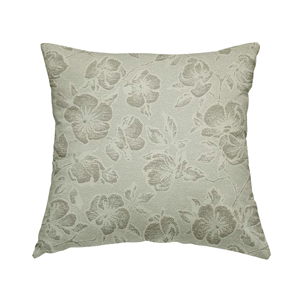 Fabriano Floral Pattern Chenille Type Silver Upholstery Fabric CTR-938 - Handmade Cushions