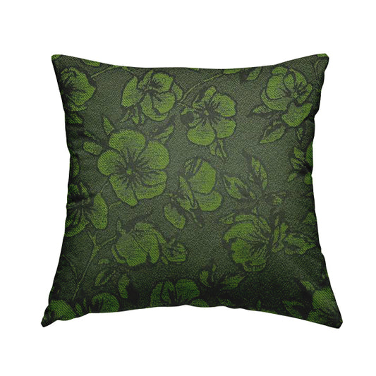 Fabriano Floral Pattern Chenille Type Green Upholstery Fabric CTR-941 - Handmade Cushions