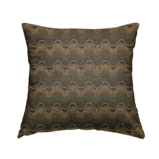 Fabriano Wave Pattern Chenille Type Brown Upholstery Fabric CTR-948 - Handmade Cushions