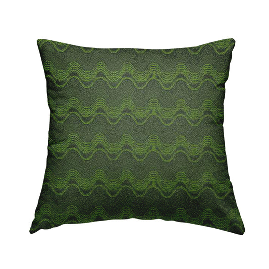 Fabriano Wave Pattern Chenille Type Green Upholstery Fabric CTR-950 - Handmade Cushions