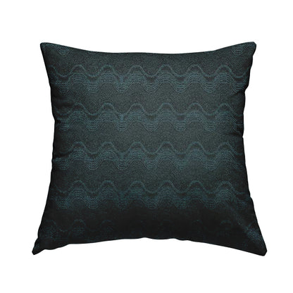 Fabriano Wave Pattern Chenille Type Navy Blue Upholstery Fabric CTR-952 - Handmade Cushions