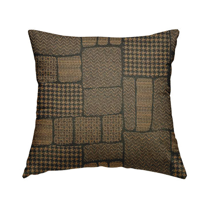 Fabriano Patchwork Pattern Chenille Type Brown Upholstery Fabric CTR-957 - Handmade Cushions