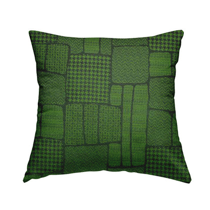 Fabriano Patchwork Pattern Chenille Type Green Upholstery Fabric CTR-959 - Handmade Cushions
