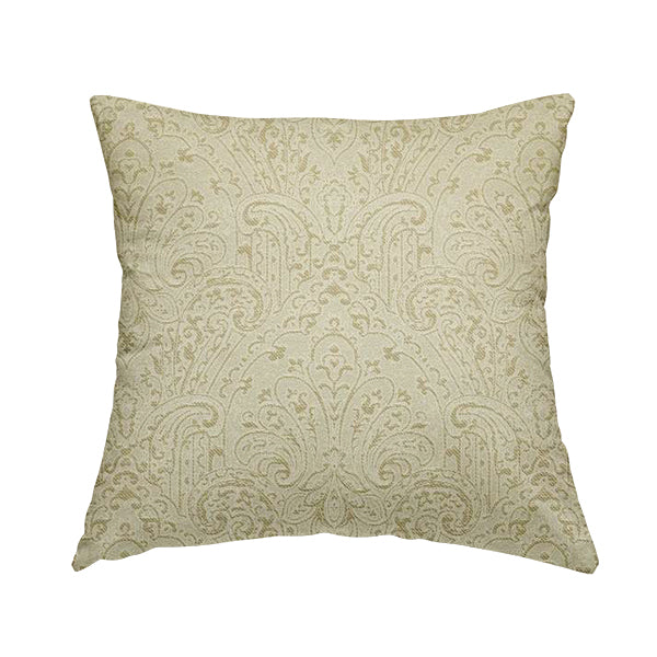 Fabriano Damask Pattern Chenille Type Cream Beige Upholstery Fabric CTR-964 - Handmade Cushions