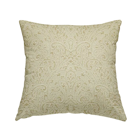 Fabriano Damask Pattern Chenille Type Cream Beige Upholstery Fabric CTR-964 - Handmade Cushions