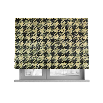 Glamour Art Collection Print Velvet Upholstery Fabric Black Beige Colour Houndstooth Geometric Pattern CTR-986 - Roman Blinds
