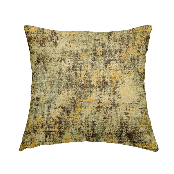 Glamour Art Collection Print Velvet Upholstery Fabric Brown Yellow Grey Colour Abstract Camouflage Plain Pattern CTR-988 - Handmade Cushions