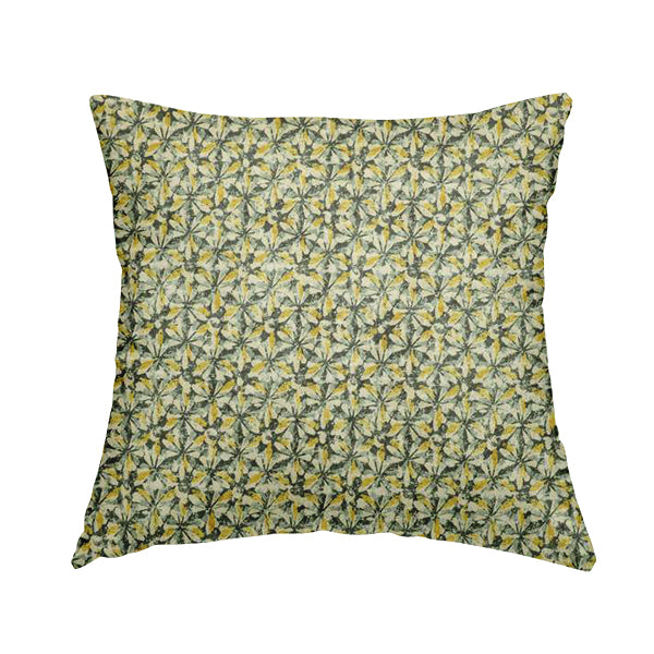 Glamour Geometric Collection Print Velvet Upholstery Fabric Yellow Grey Geometric Pattern CTR-999 - Handmade Cushions