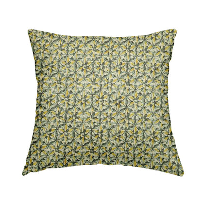 Glamour Geometric Collection Print Velvet Upholstery Fabric Yellow Grey Geometric Pattern CTR-999 - Handmade Cushions