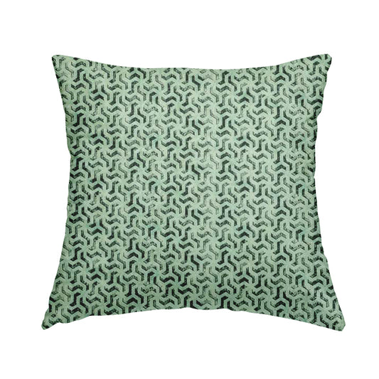 Glamour Geometric Collection Print Velvet Upholstery Fabric Blue Grey Lock Pattern CTR-1001 - Handmade Cushions