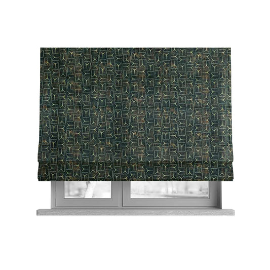 Glamour Geometric Collection Print Velvet Upholstery Fabric Brown Small Tribal Sign Pattern CTR-1004 - Roman Blinds