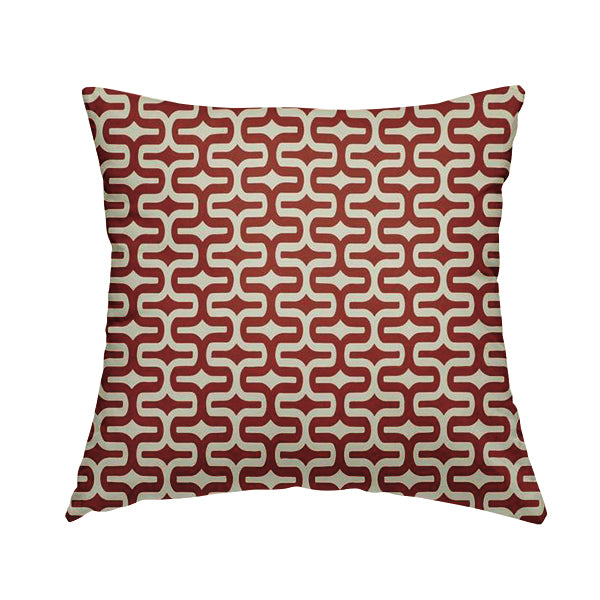 Maze Printed Velvet Modern Geometric Pattern In Red Upholstery Fabric CTR-1020 - Handmade Cushions