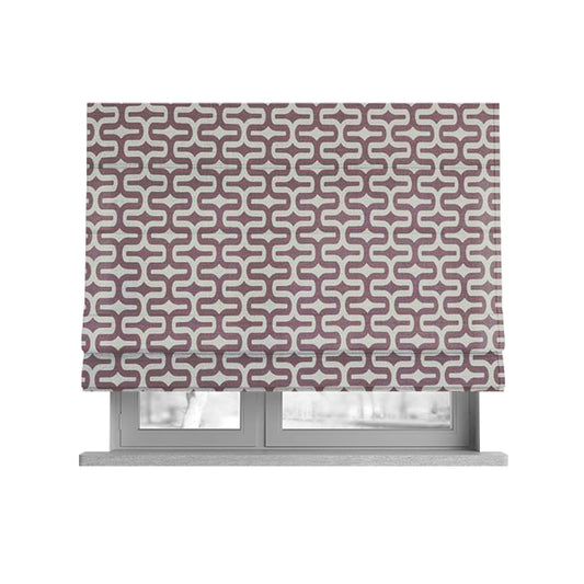 Maze Printed Velvet Modern Geometric Pattern In Purple Upholstery Fabric CTR-1026 - Roman Blinds