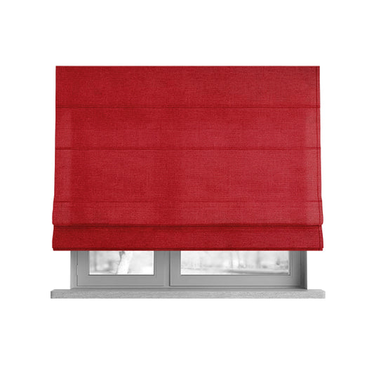 Poppy Soothing Velour Velvet Upholstery Furnishing Red Fabric CTR-1030 - Roman Blinds