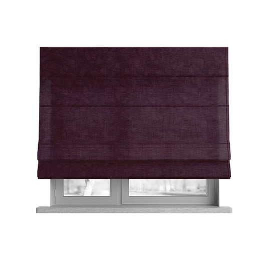 Mikado Self Pattern Soft Velour Velvet Upholstery Fabric In Purple Colour CTR-1037 - Roman Blinds