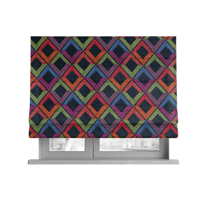Sokoto Colourful Geometric Modern Furnishing Upholstery Fabric In Blue CTR-1056 - Roman Blinds