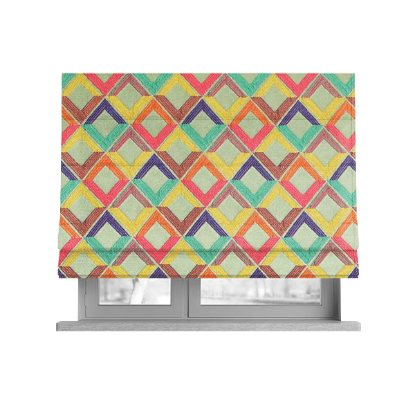 Sokoto Colourful Geometric Modern Furnishing Upholstery Fabric In Silver CTR-1058 - Roman Blinds