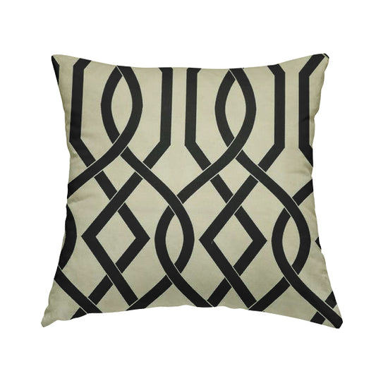 Serengeti Black White Reversible Trellis Pattern Furnishing Chenille Upholstery Fabric CTR-1068 - Handmade Cushions