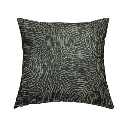 Fenton Circular Pattern In Black Colour Furnishing Upholstery Fabric CTR-1081 - Handmade Cushions