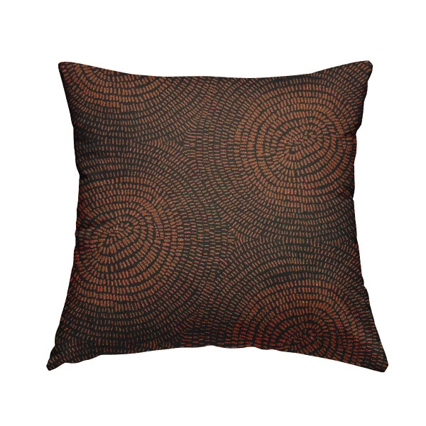 Fenton Circular Pattern In Orange Colour Furnishing Upholstery Fabric CTR-1082 - Handmade Cushions