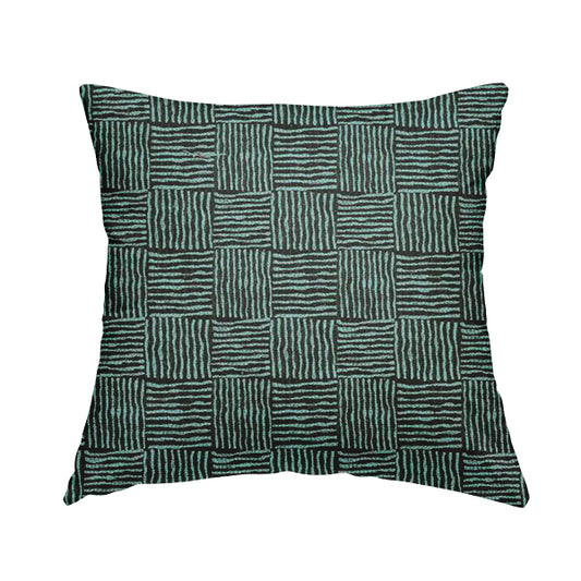 Noah Blue Colour Gingham Stripe Pattern Upholstery Fabrics CTR-1087 - Handmade Cushions