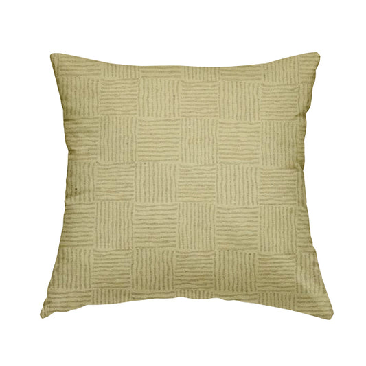 Noah Beige Colour Gingham Stripe Pattern Upholstery Fabrics CTR-1088 - Handmade Cushions