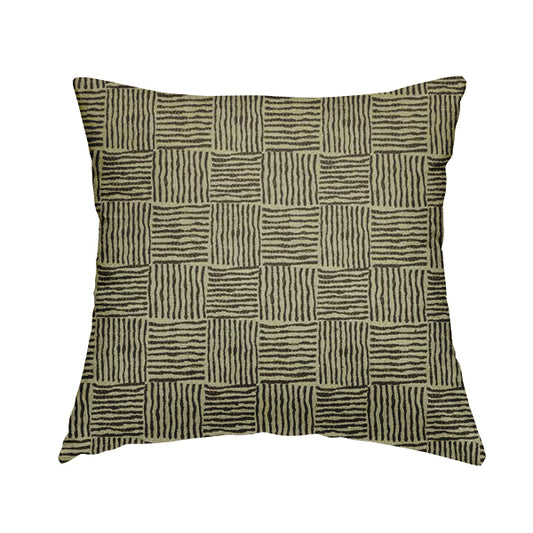 Noah Brown Colour Gingham Stripe Pattern Upholstery Fabrics CTR-1092 - Handmade Cushions