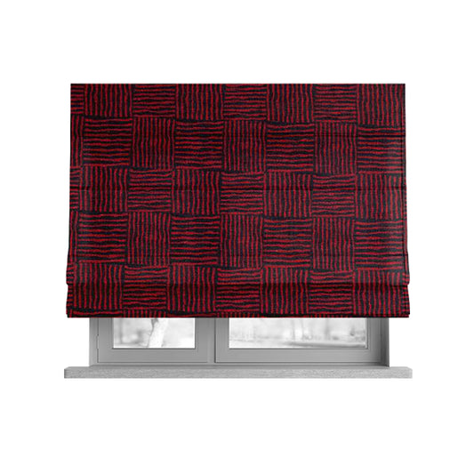 Noah Red Colour Gingham Stripe Pattern Upholstery Fabrics CTR-1097 - Roman Blinds