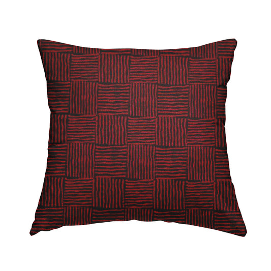 Noah Red Colour Gingham Stripe Pattern Upholstery Fabrics CTR-1097 - Handmade Cushions