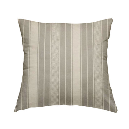 Bangalore Striped Pattern Chenille Material In White Silver Colour Upholstery Fabric CTR-1111 - Handmade Cushions