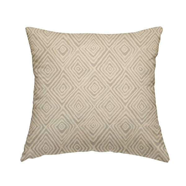 Manali Geometric Pattern Chenille Material In White Silver Colour Upholstery Fabric CTR-1112 - Handmade Cushions