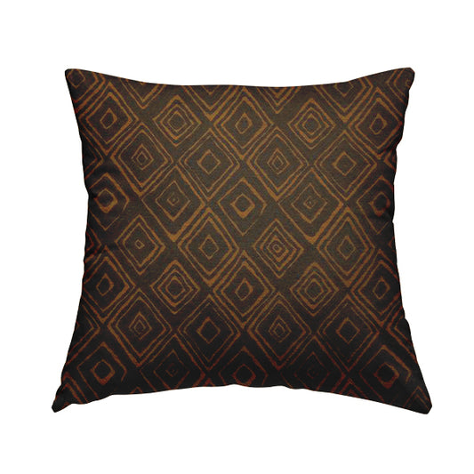 Manali Geometric Pattern Chenille Material In Brown Colour Upholstery Fabric CTR-1121 - Handmade Cushions